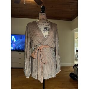 Gabrielle Sequin Robe, Silver Nude Gap SZ S $595 NWT
